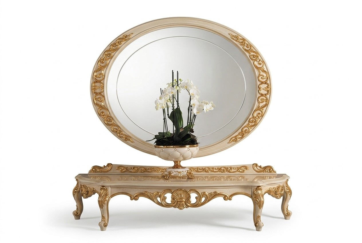 Design Spiegel Wandspiegel Echt Holz Rahmen Hängespiegel Luxus Möbel Barock