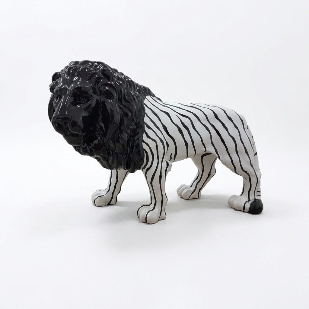 Design Statuen Bunte Figur Bemalte Löwe Skulptur Deko Garten 140x190cm