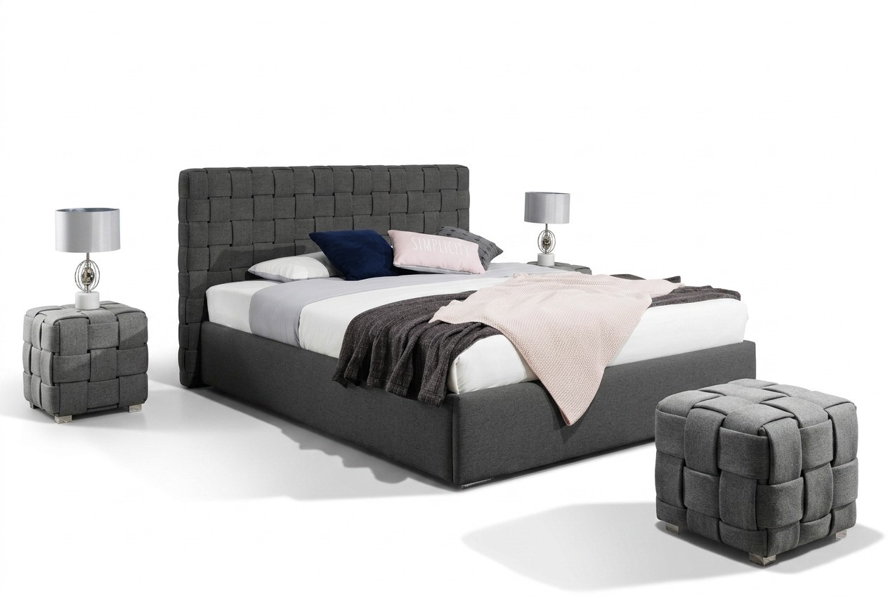 Design Stoff Luxus Polster Betten Doppel Modernes Ehe 160/180/200 Graues