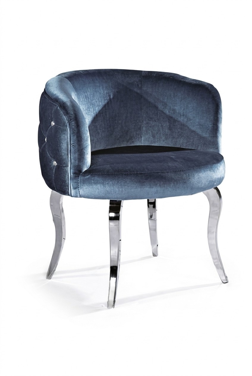 Design Stuhl Textil Ess Zimmer Edelstahl Sessel Stuhl Sitz Polster Lounge