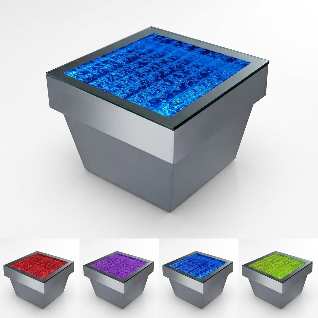 Design Tisch Couchtisch Wasser Säulen Säule Water Sofa LED Beleuchtet