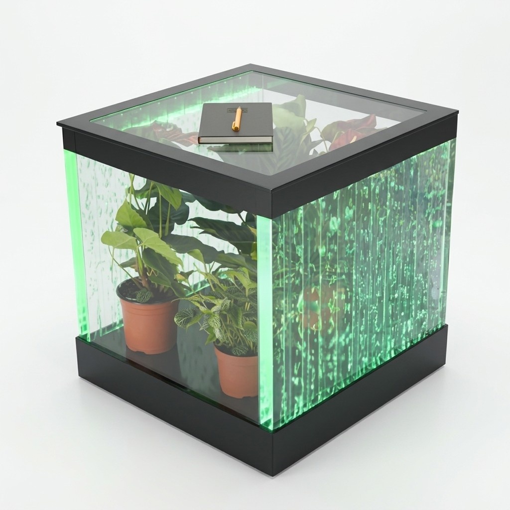 Design Tisch Couchtisch Wasser Säulen Säule Sofa Tische LED Beleuchtet