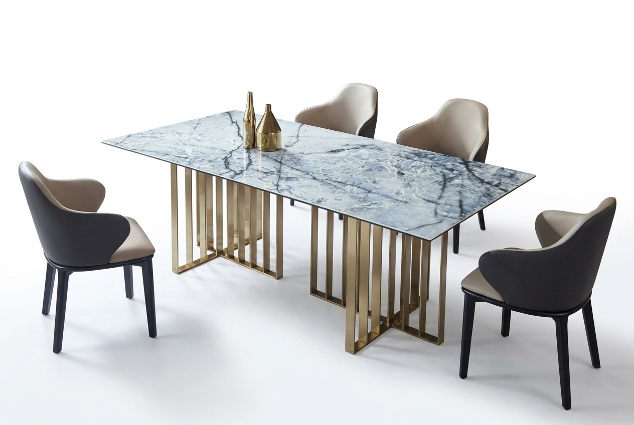Design Tisch Edelstahl Büro Konferenz Esszimmer Wohnzimmer Marmor Farbe Möbel