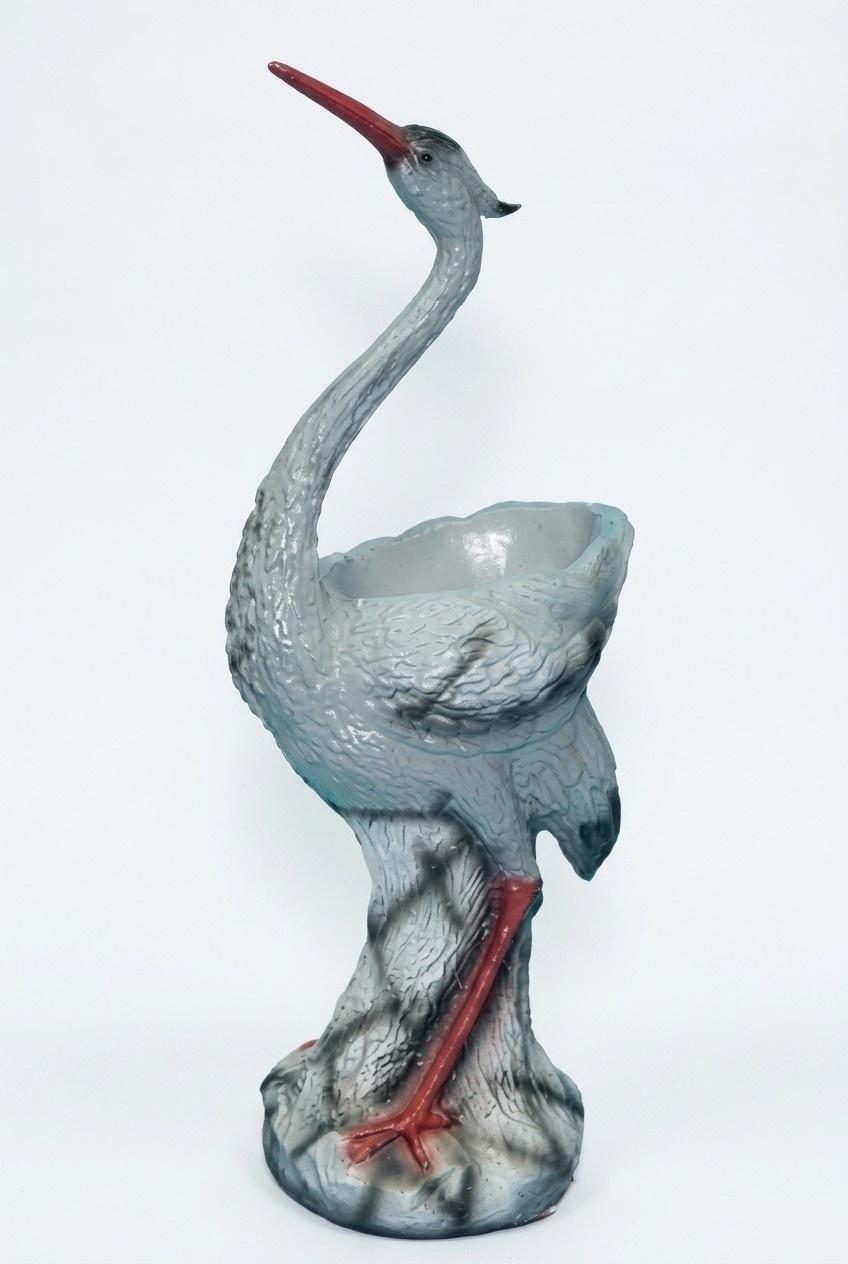 Design Vasen Statue Reiher Vase Deko Blumentopf Dekoration Skulptur