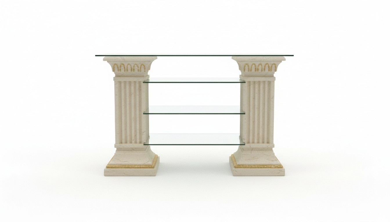 Design Vitrine Regal Glas Säule Vitrinen Regale TV Schrank Wohnzimmer