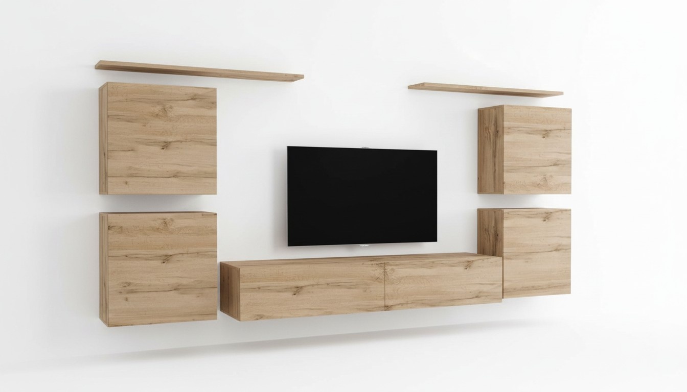 Design Wandschrank Regal Wohnzimmer Holz TV Ständer Wand Regale Neu Holzmöbel