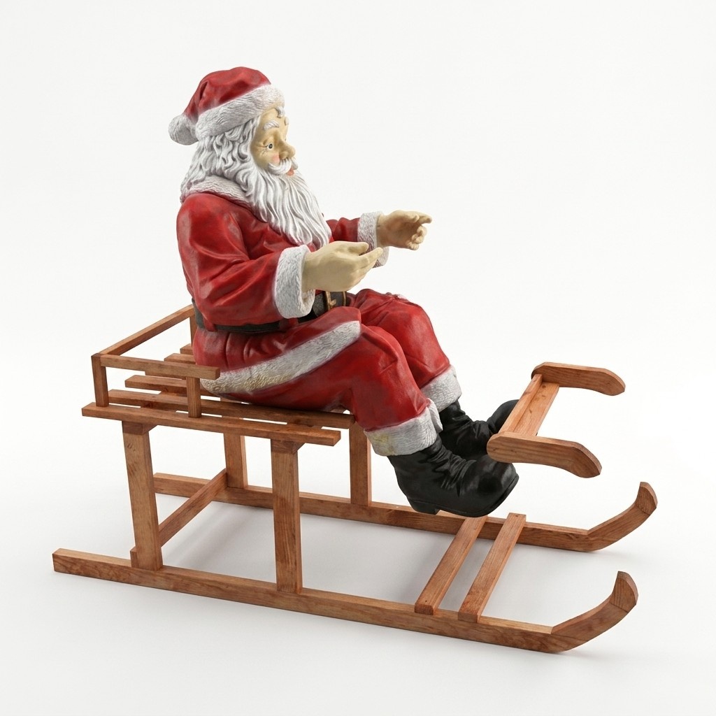 Design Weihnachtsmann Gross, Schlitten Statue Skulptur Figuren Skulpturen Neu