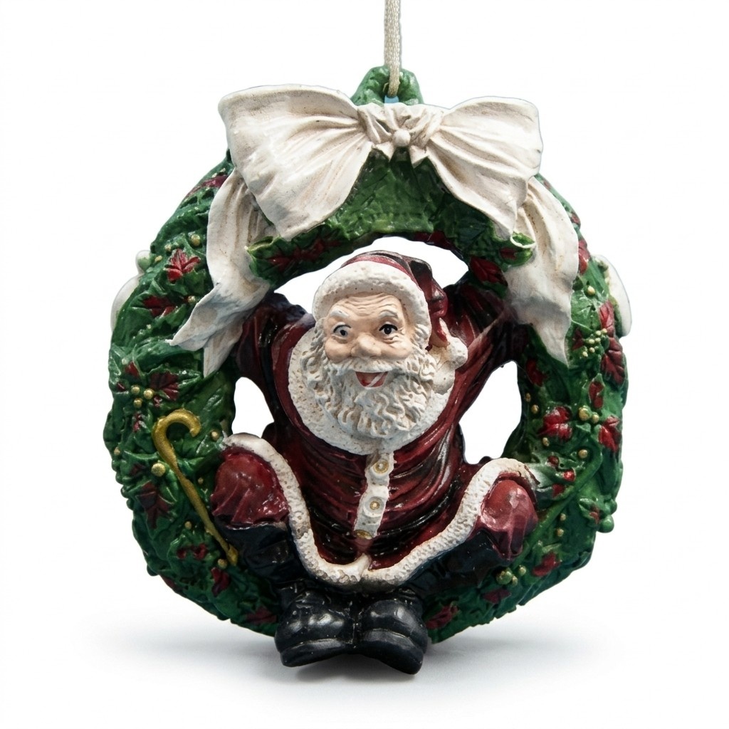 Design Weihnachtsmann in Kranz Figur Statue Skulptur Figuren Skulpturen