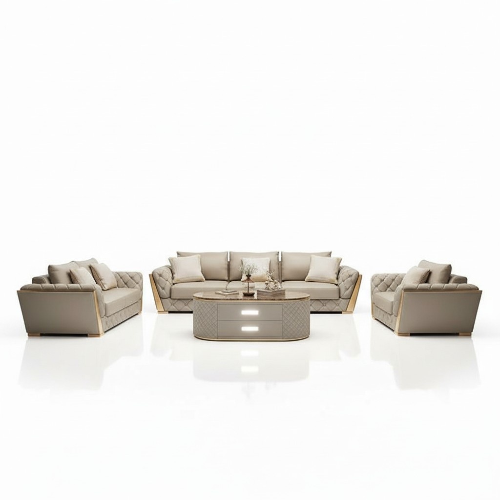 Design Wohnlandschaft Sofagarnitur 3+2 Sitzer Ledersofa Wohnzimmer