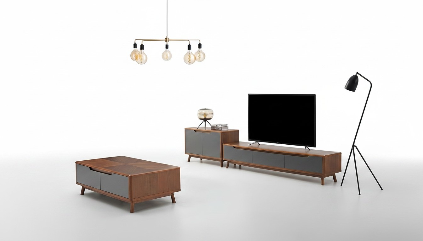 Design Wohnwand Sideboard Kommode Couchtisch Holz Wand Schrank