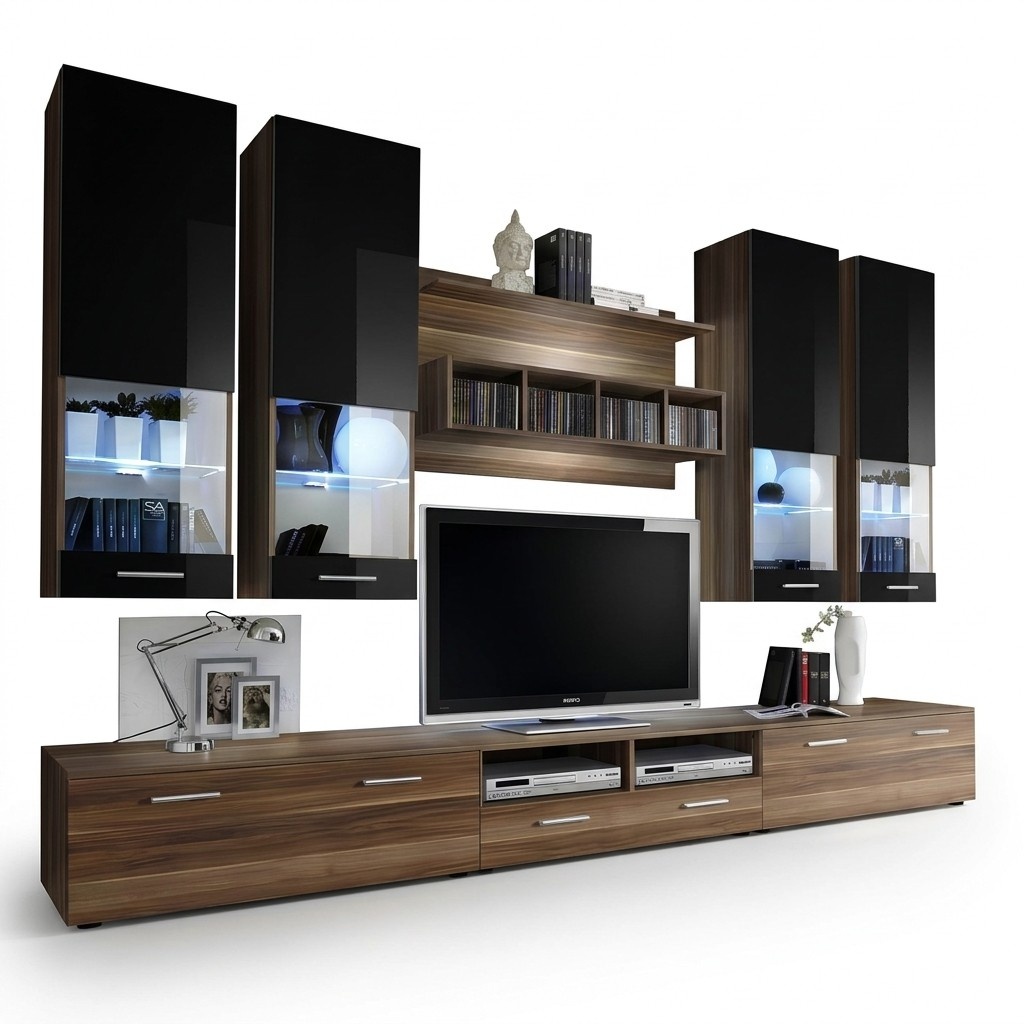 Design Wohnwand TV Ständer 4x Wandschrank Lowboard Wandregal Luxus Möbel