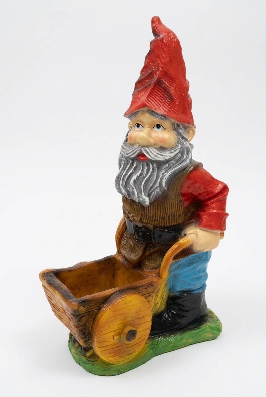 Design Zwerg mit Schubkarre Figur Garden Statue Skulptur Figuren Skulpturen