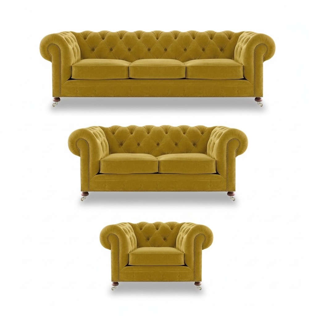 Designer 2x Sofas Wohnzimmer Sessel Chesterfield Luxus Set Chesterfield