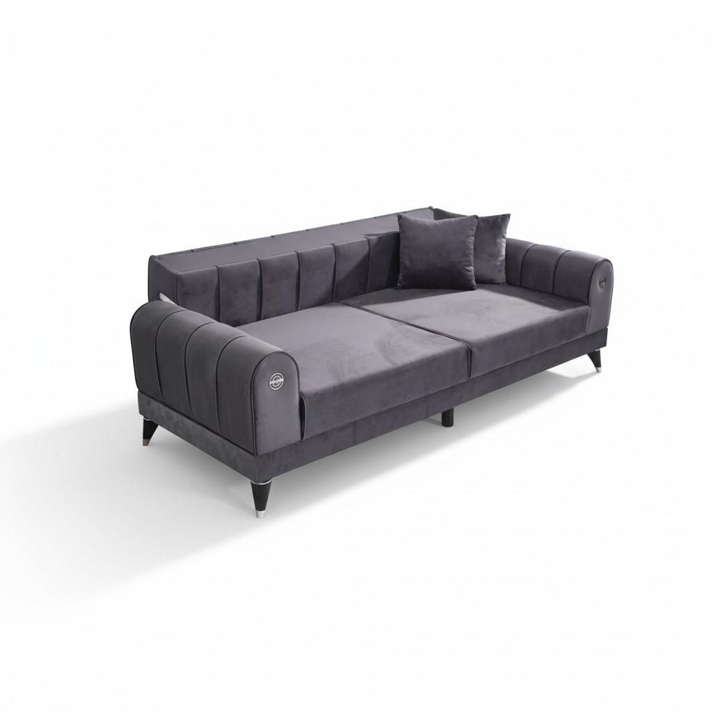 Designer 3 Sitzer Sofa Luxus Holz Möbel Textil Polstermöbel Couch Stoff