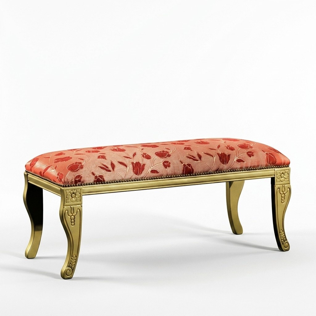 Designer Bank Polsterbank Klassischer Hocker Sitzmöbel Sitzbänke Stoff
