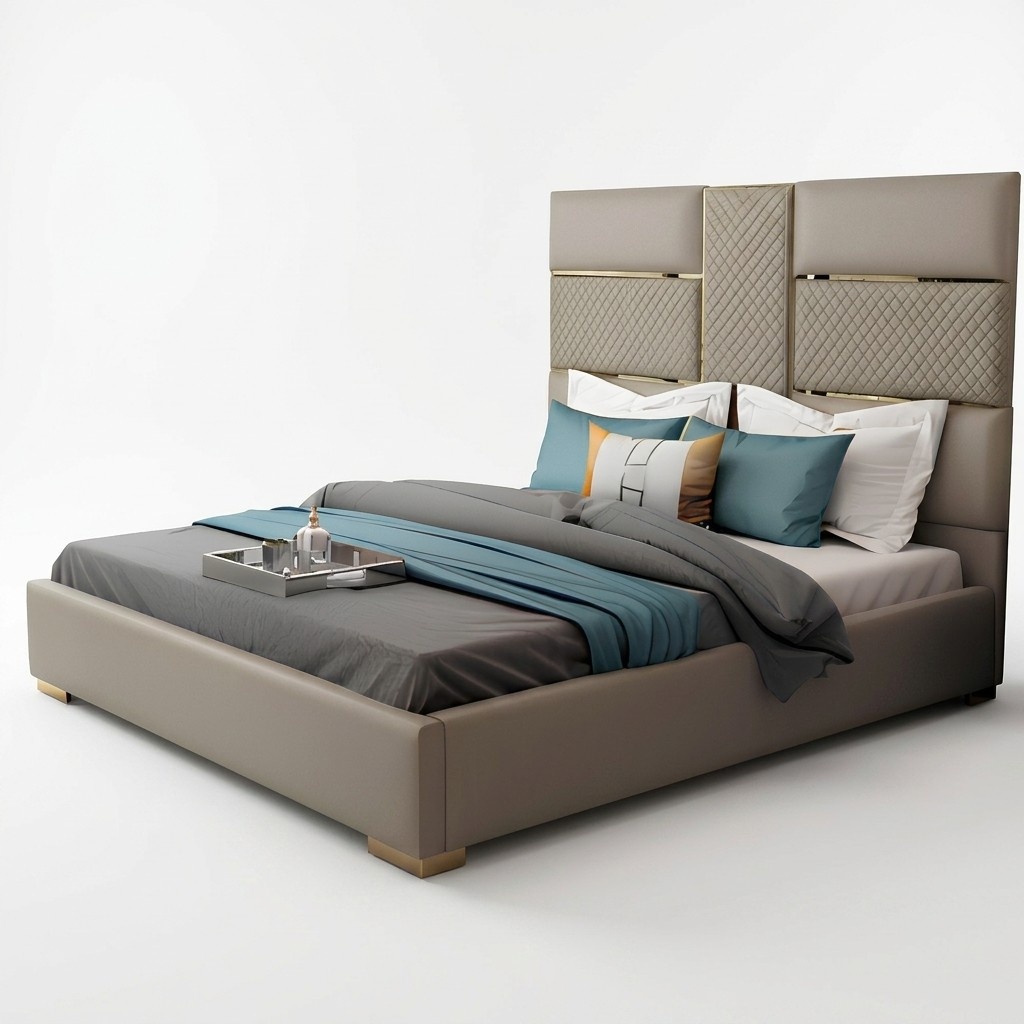 Designer Bett 180x200 Leder Hotel Metall Betten Doppel Schlaf Zimmer Luxus