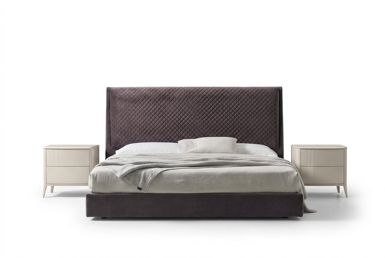 Designer Bett 2x Nachttische Kommode 4tlg. Set Schlafzimmer Italienische Möbel