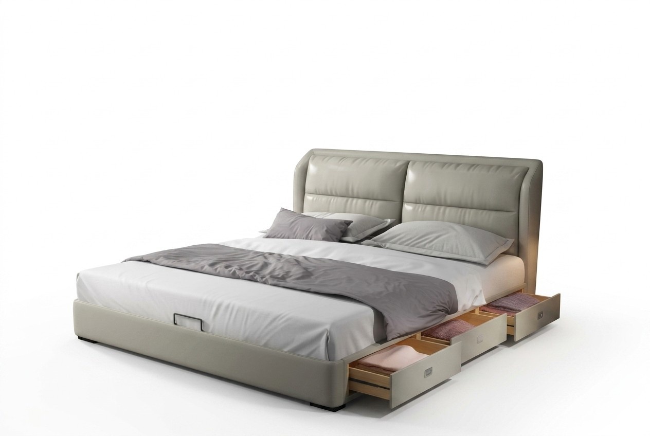 Designer Bett Schlafzimmer Betten Textil Leder Hotel Luxus Polster Samt Stoff.