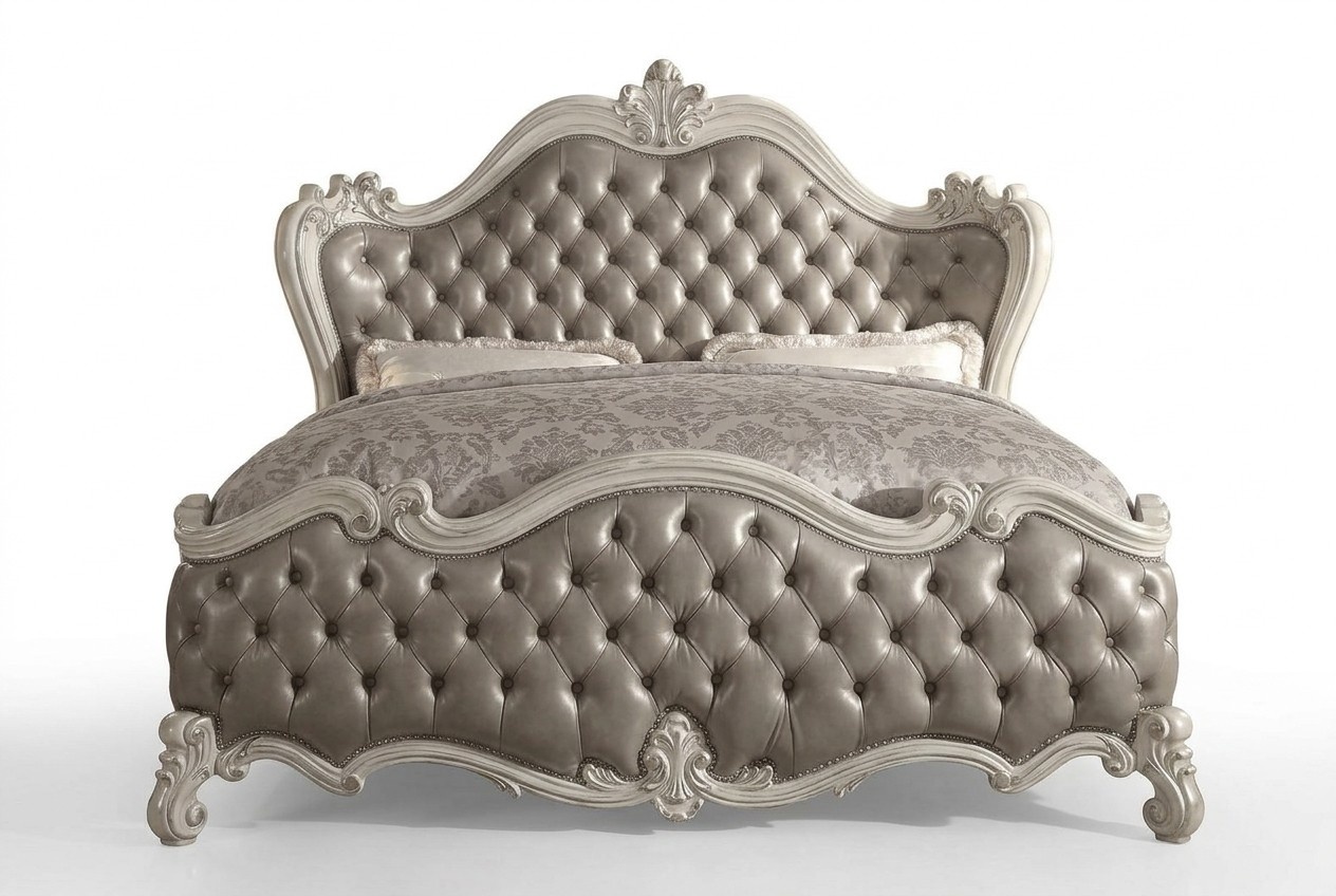 Designer Bett Schlafzimmer Betten Leder Hotel Polster Chesterfield Neu