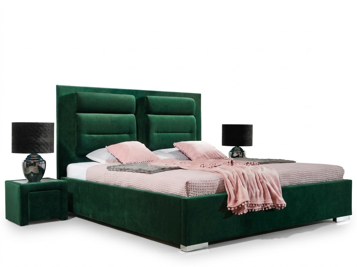 Designer Bett Schlafzimmer Betten Textil Leder Hotel Luxus Polster Samt