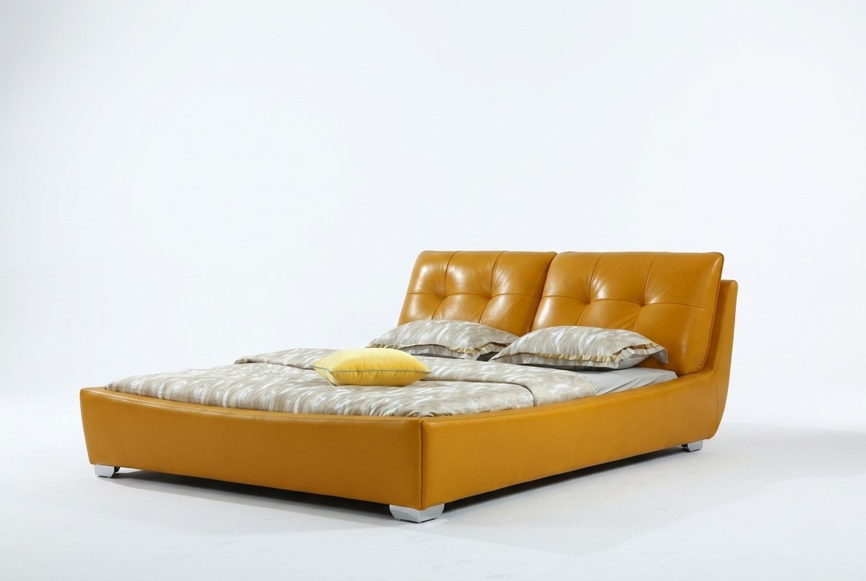 Designer Bett Schlafzimmer Doppelbett Betten Leder Hotel Luxus Polster