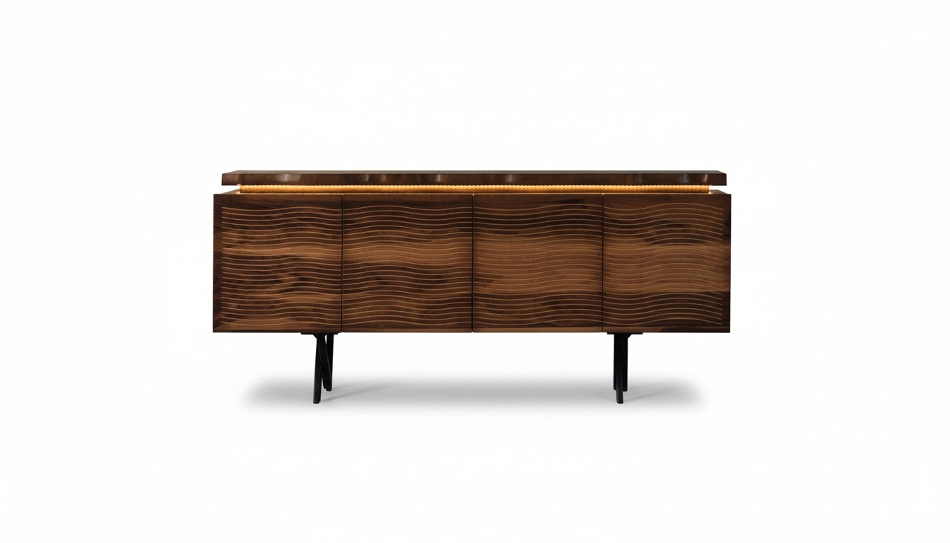 Designer Braune Holz Kommode Luxuriöses Sideboard Esszimmer Holzschrank