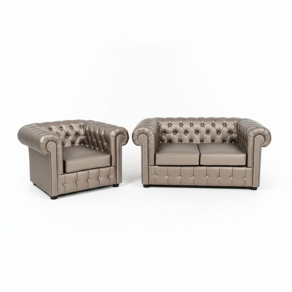 Designer Chesterfield Sofagarnitur Sofa Couch 2+1 Polster Sitz Garnitur