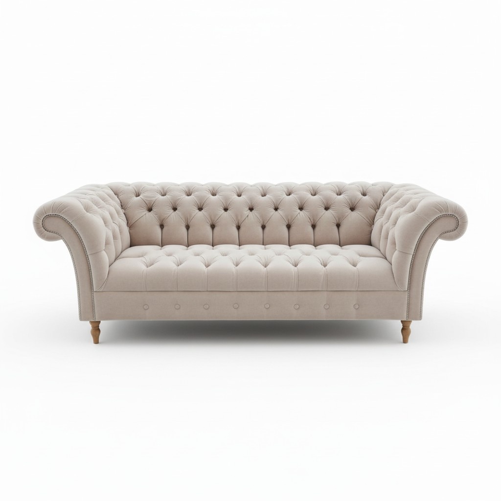 Designer Chesterfield Sofagarnitur Textil Beige 3 Couch Polster Textil