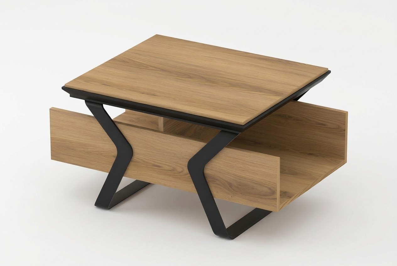 Designer Couchtisch Beistelltisch Holztisch Mit Stauraum Metallbeine