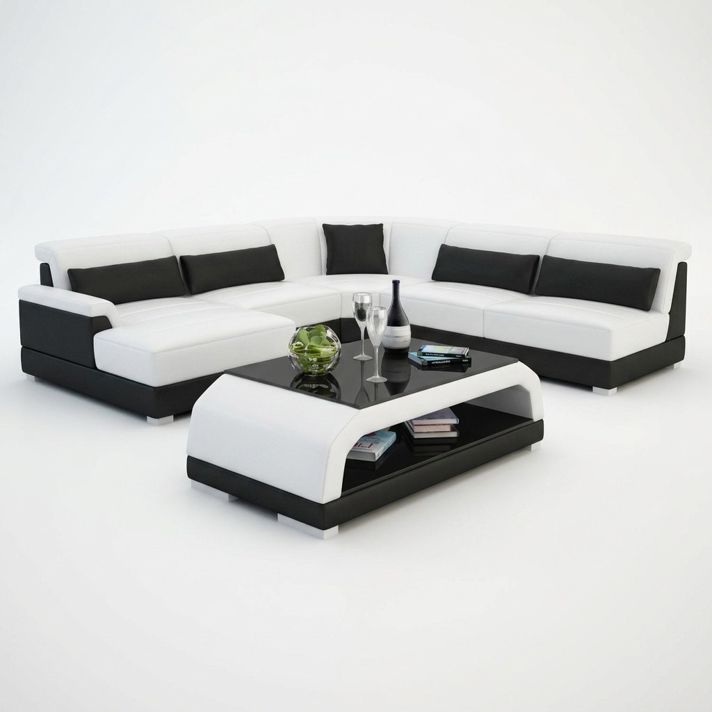 Designer Couchtisch Polster Tisch Leder Glas Moderner Tische 6108