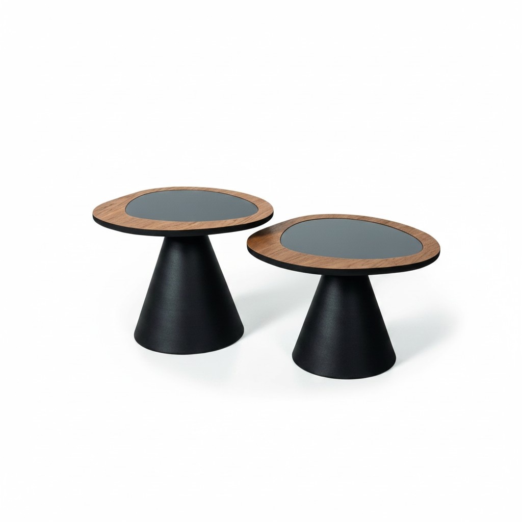 Designer Couchtisch Set 2x Tisch Wohnzimmer Stil Schwarzer 2tlg. Möbel
