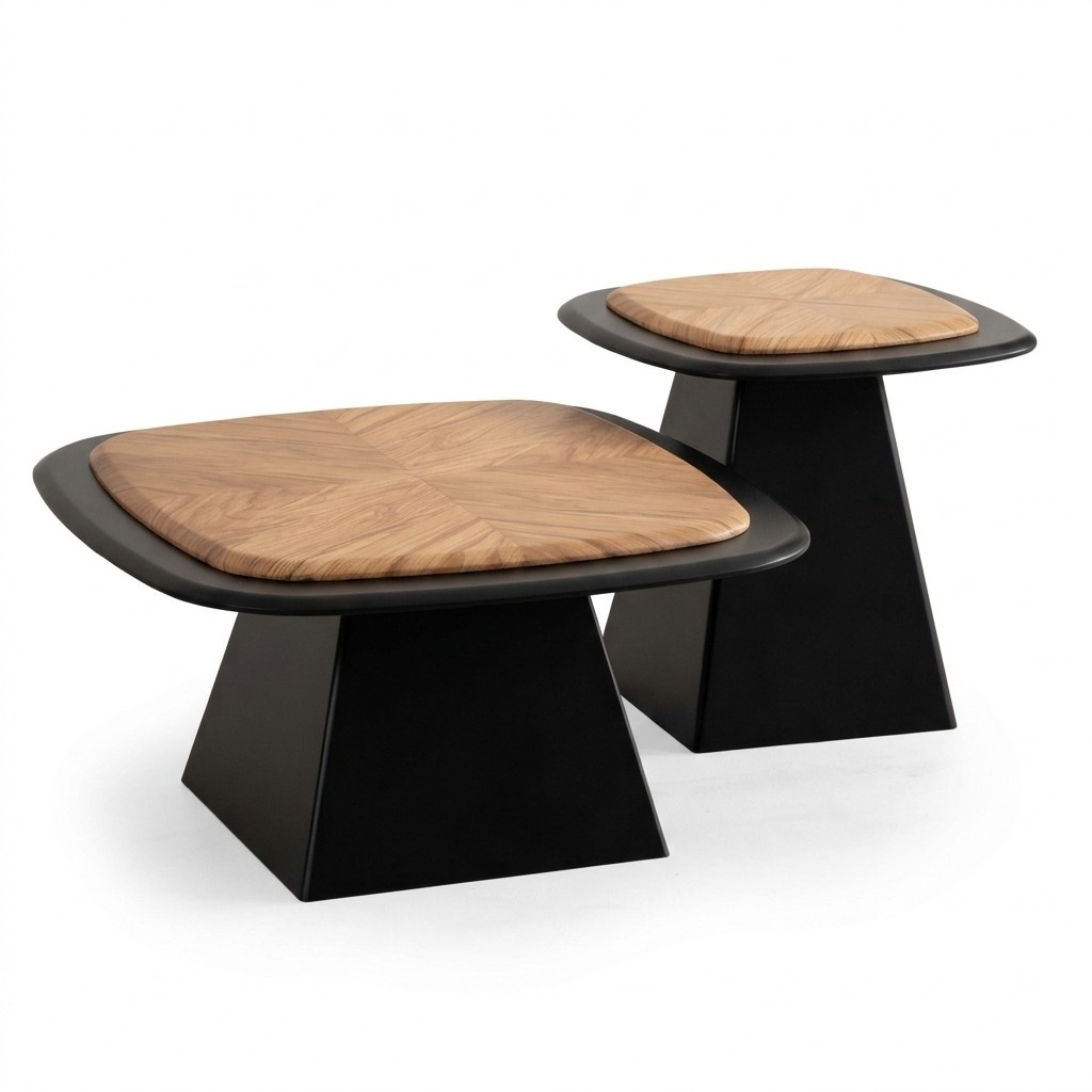 Designer Couchtisch Set – 2x Tische Holz, modernes Design 2-tlg für Wohnzimmer