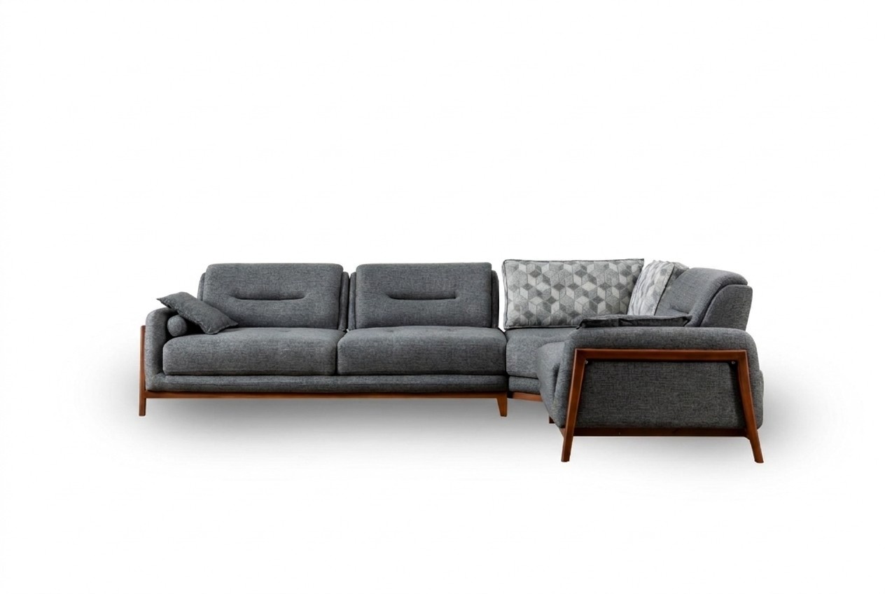 Designer Ecksofa L-form Luxus Polster Textil Wohnlandschaft Möbel im Wohnzimmer