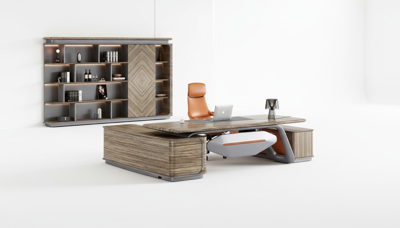 Designer Ecktisch Braune Büromöbel Schreibtisch Holztische Luxus Möbel