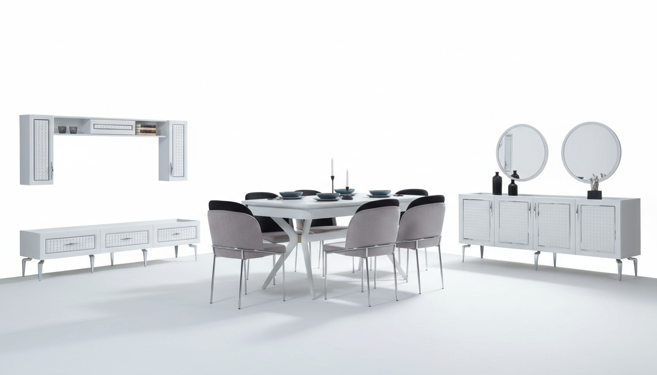 Designer Essgruppe 8tlgl Esstisch Stuhl Kommode Spiegel Esstische Holz