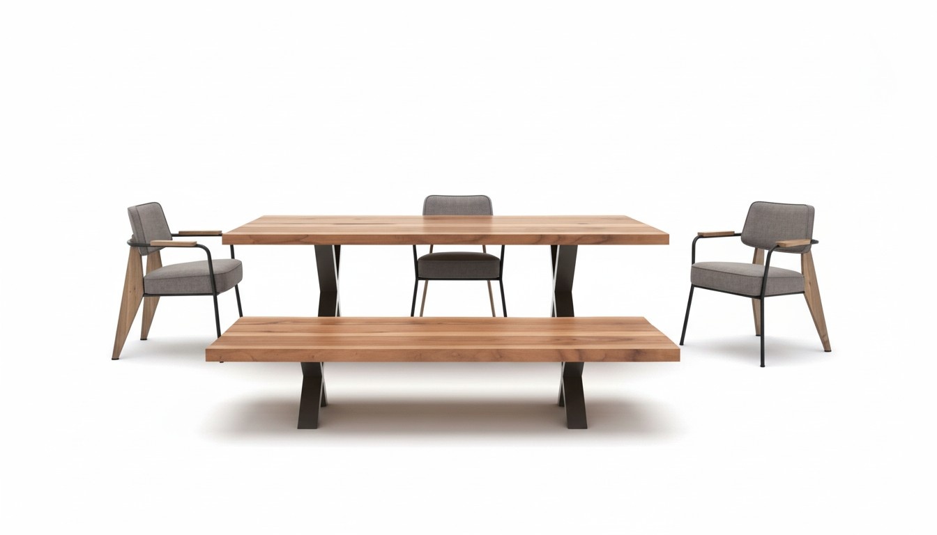 Designer Esszimmer Set Esstisch Stühle Essbank Moderner Stil Holzmöbel