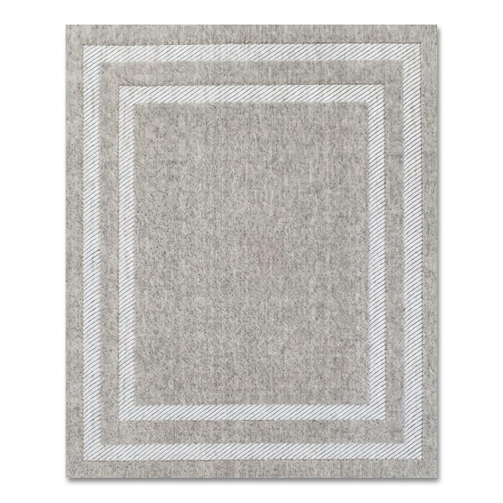 Designer Geometrisch Teppich Bordüre Design Grau Kurzflor Wohnzimmer