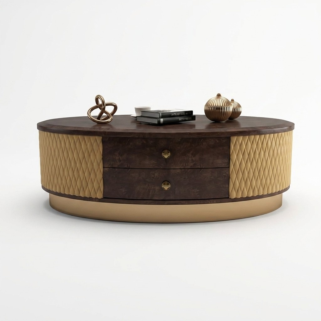 Designer Holz Leder Tisch Schubladen Beistell Couch Luxus Tische Wohn