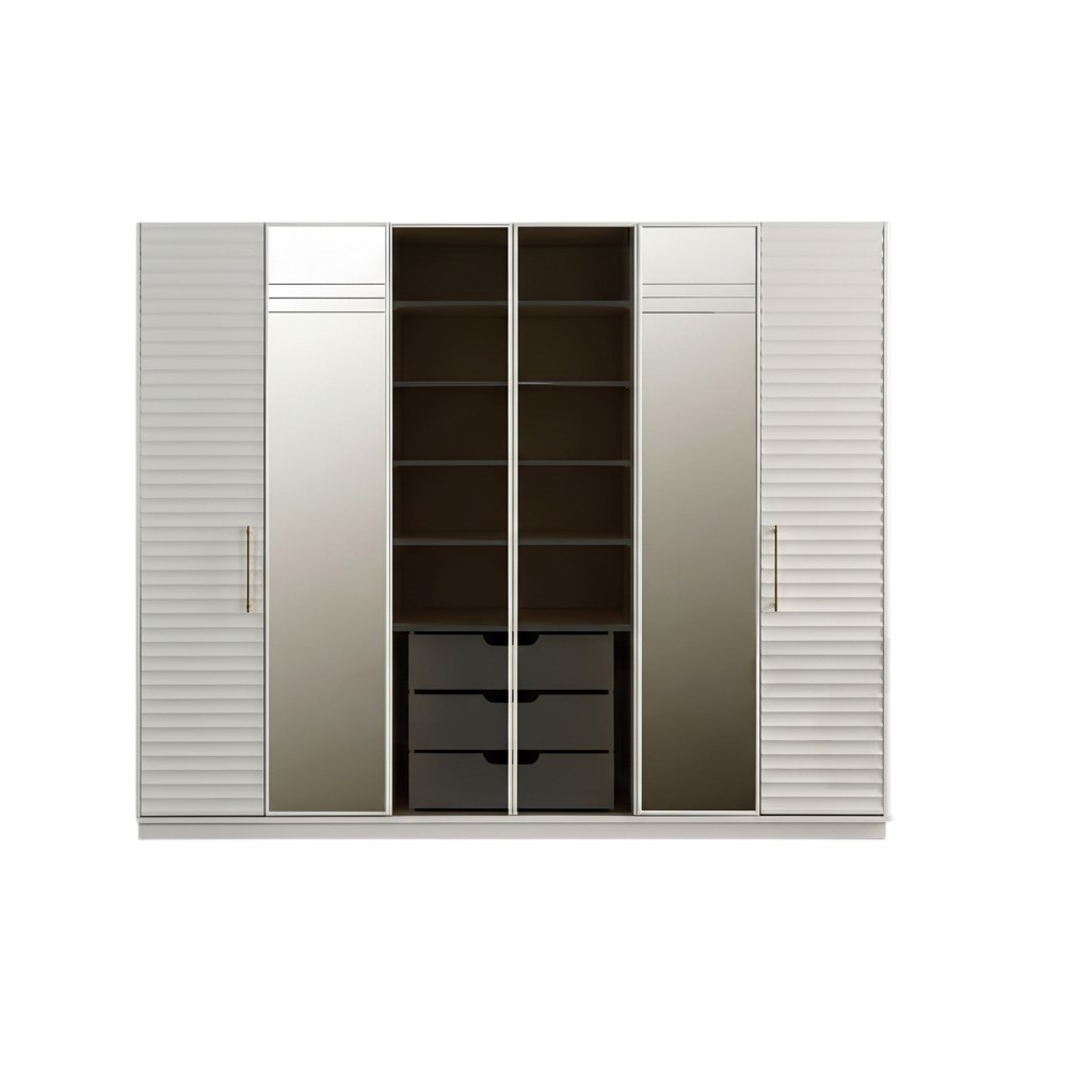 Designer Kleiderschrank mit Spiegel Schlafzimmer Luxus Möbel Schrank