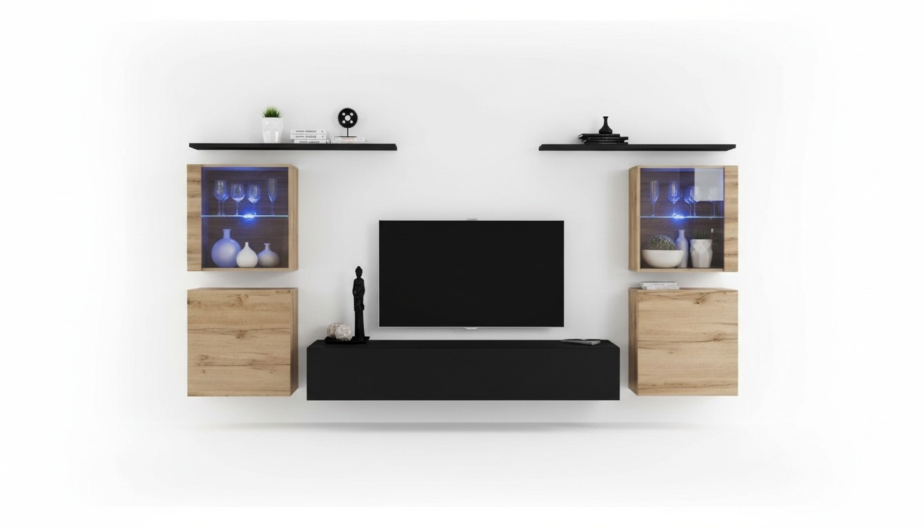 Designer Komplett Wohnzimmer Luxus Wohnwand Gruppe Modern Sideboard Einrichtung
