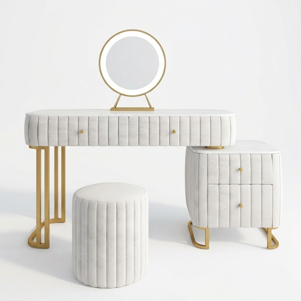 Designer Konsolen Schminktisch Kosmetik Tisch Spiegel Kommode Frisier