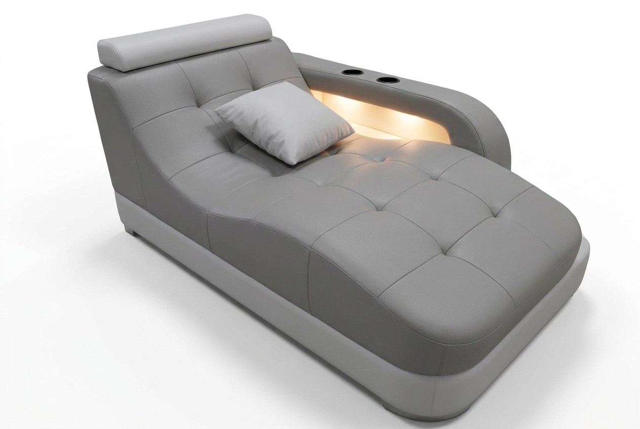 Designer Leder Chaiselongues Liege Ottomane Sofa Echtes Leder Relax