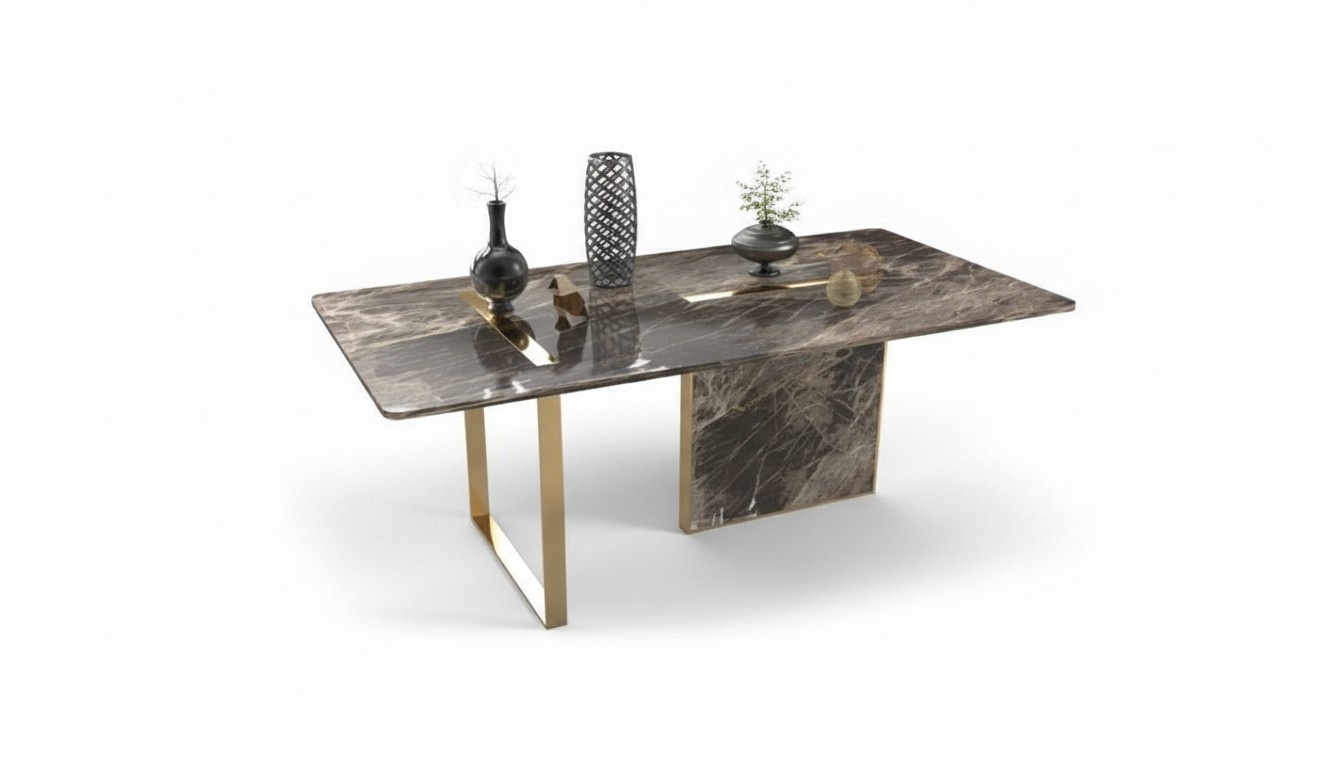 Designer Luxus Esstisch Edelstahl Tisch Esszimmer Holz Möbel Tische Neu