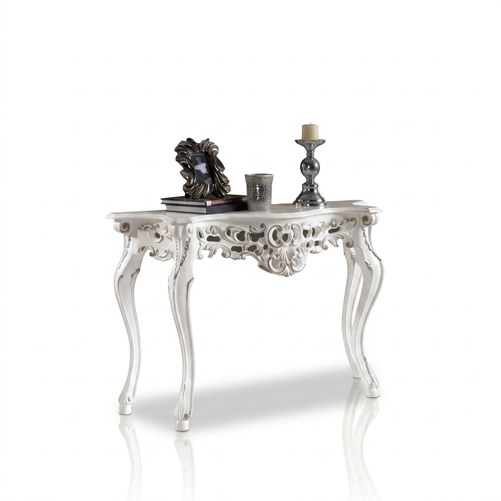 Designer Luxus Konsole Tisch Konsolen Tische Holz Design Silber Klassischer Neu