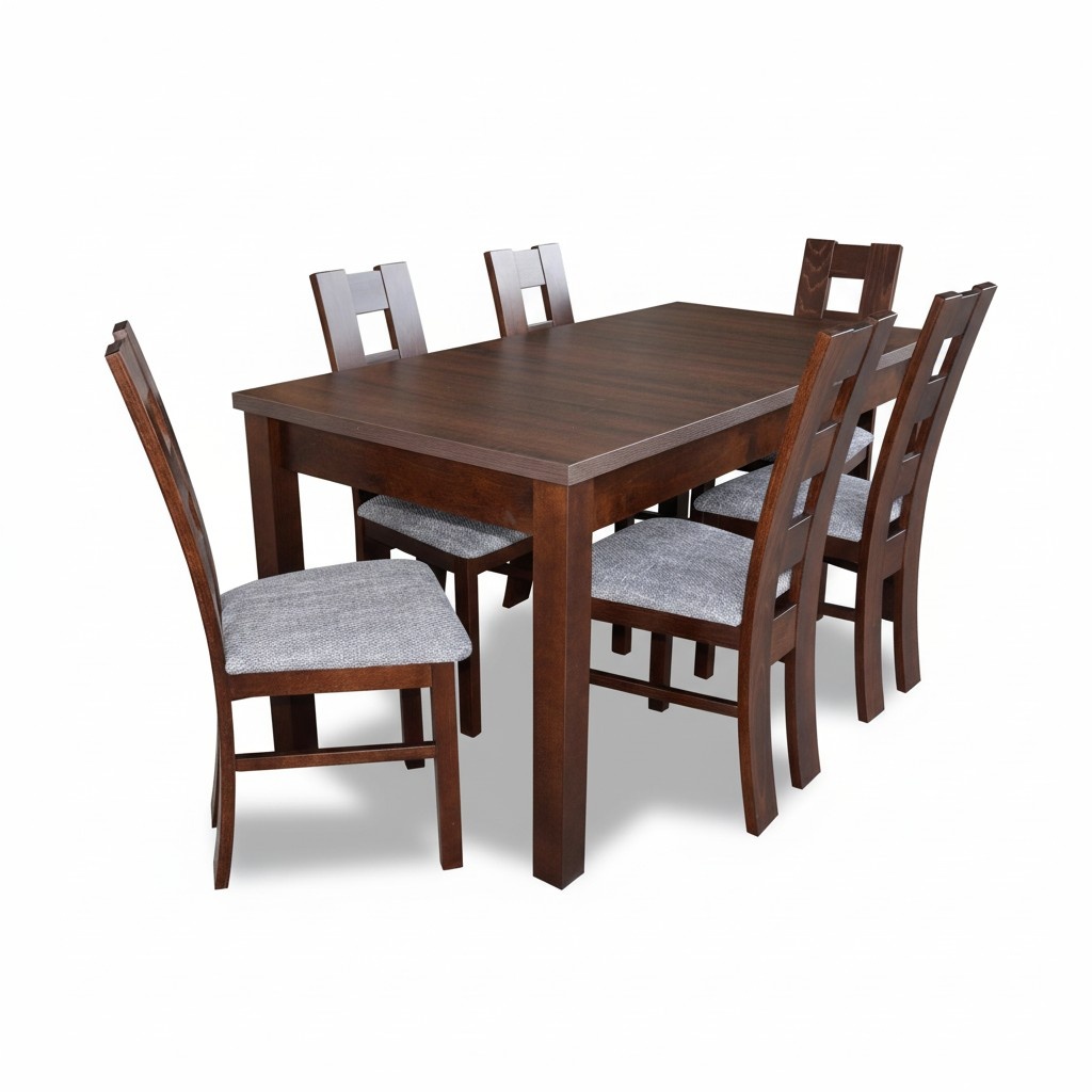 Designer Möbel Holz Tisch Sitz Ess Zimmer 6x Stühle 7tlg. Set Garnitur Echtholz