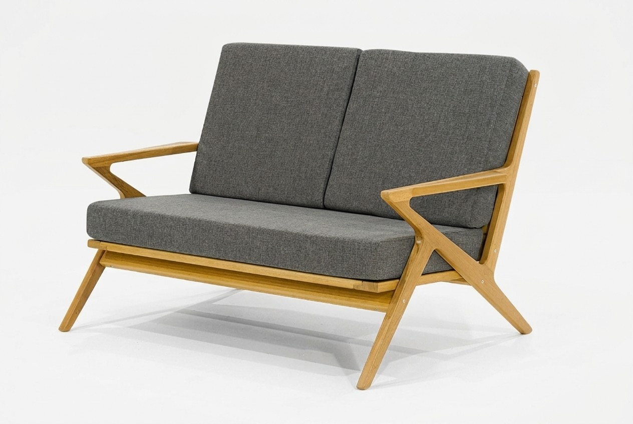 Designer Outdoort Polster Zweisitzer Luxuriöse Holz Terrassen Möbel