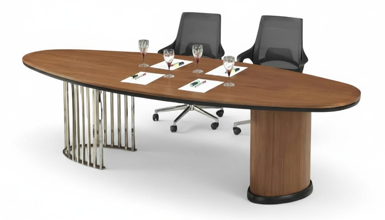 Designer Oval Schreibtisch Bürotisch Arbeitstisch Metall Bein Büromöbel