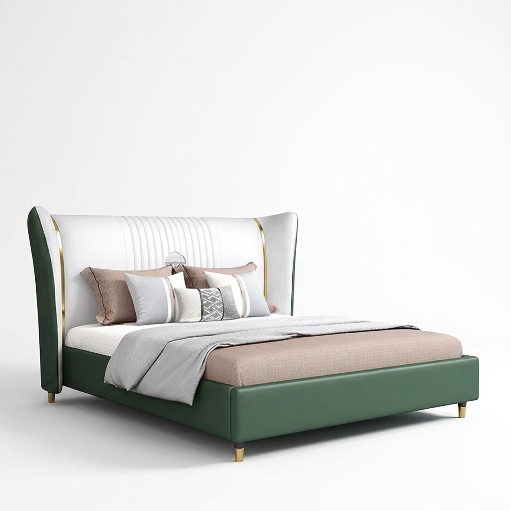 Designer Polster Doppelbett Betten Bett Schlafzimmer Ehebett Textil Leder