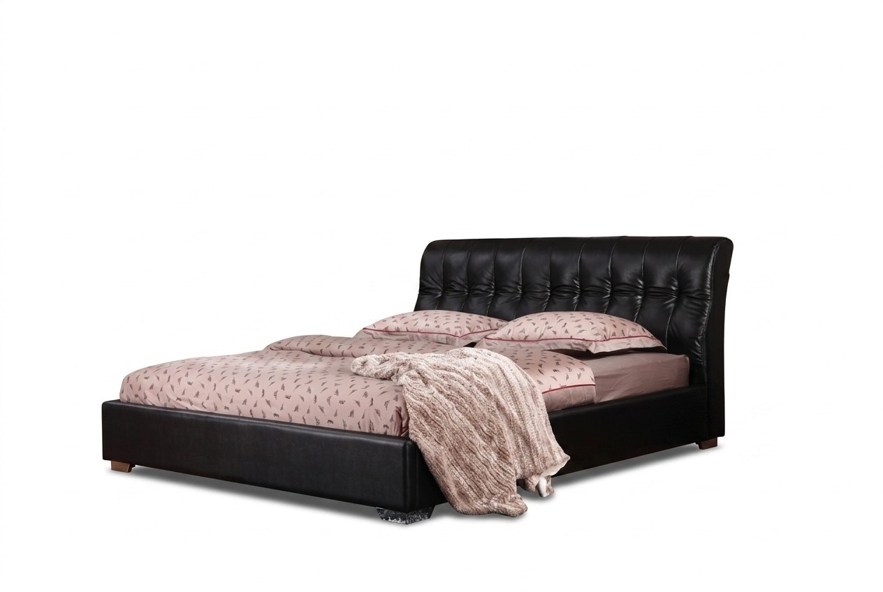 Designer Schlafzimmer Doppelbett Bett Betten Leder Hotel Luxus Polster