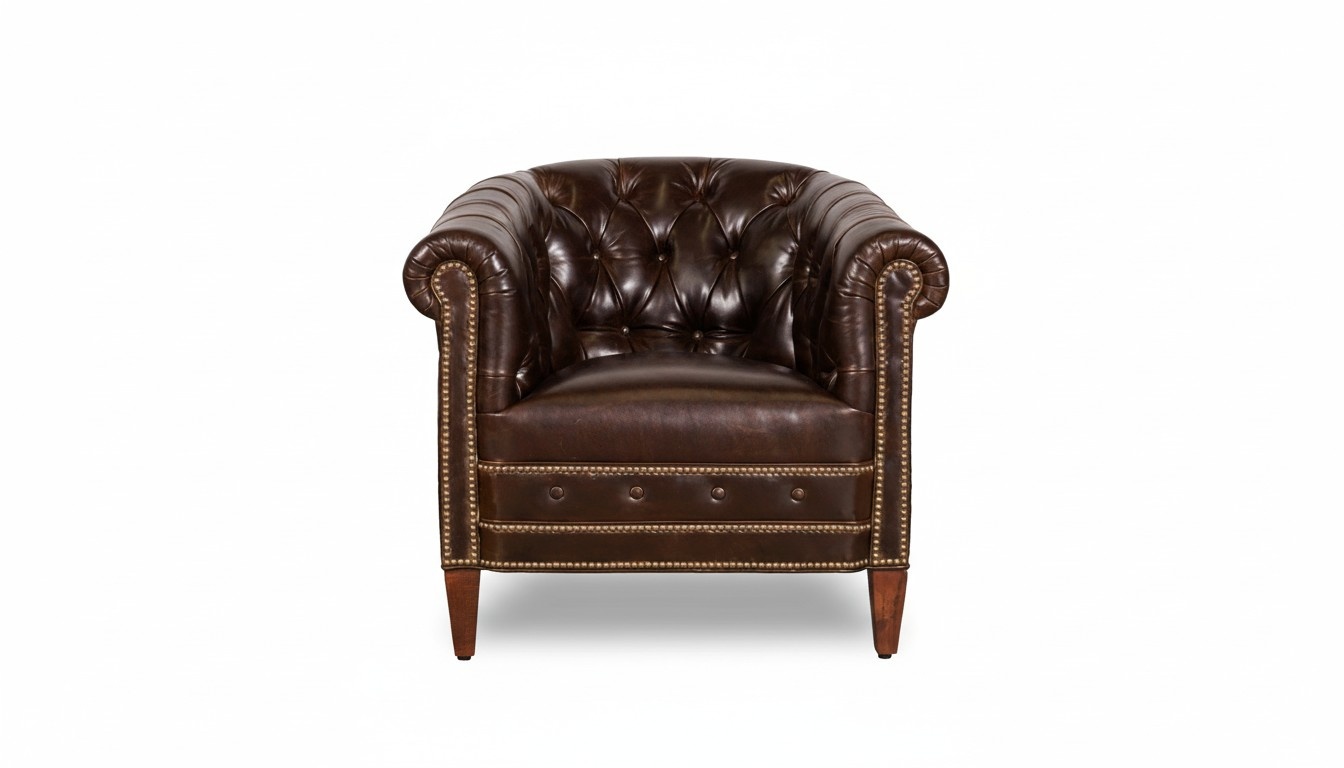 Designer Sessel 1 Sitzer Braun Leder Textil Luxus Club Lougne Sofa